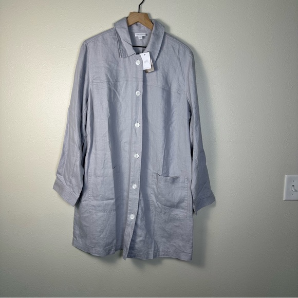 J. Jill Tops - J.Jill Zinc Love Linen Oversized Button Down Tunic Shirt XL Tall